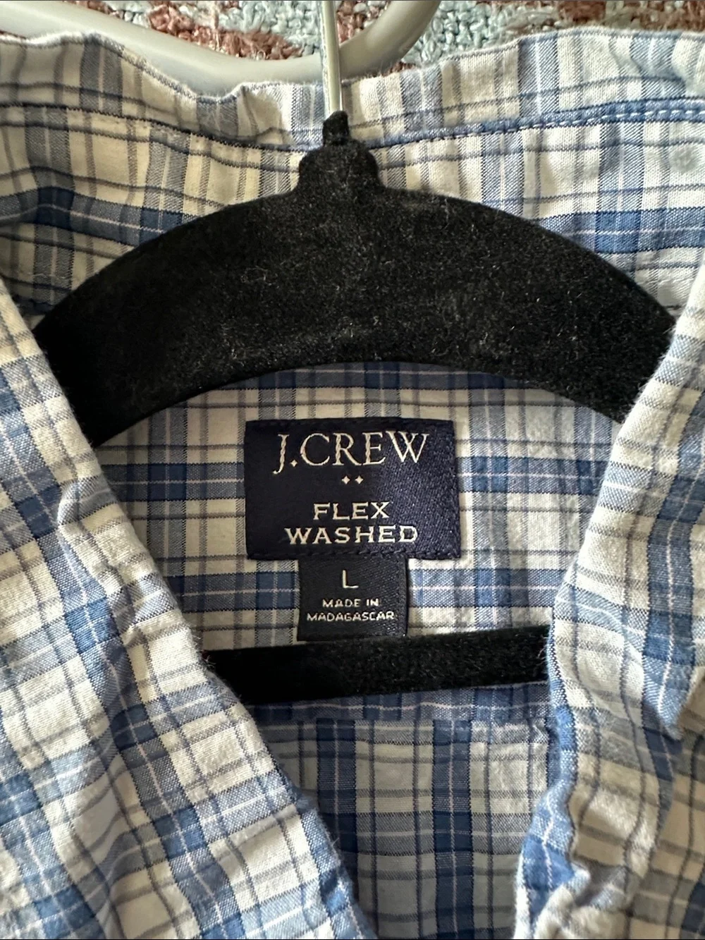 J. Crew Blue and White Plaid Button-Down Shirt